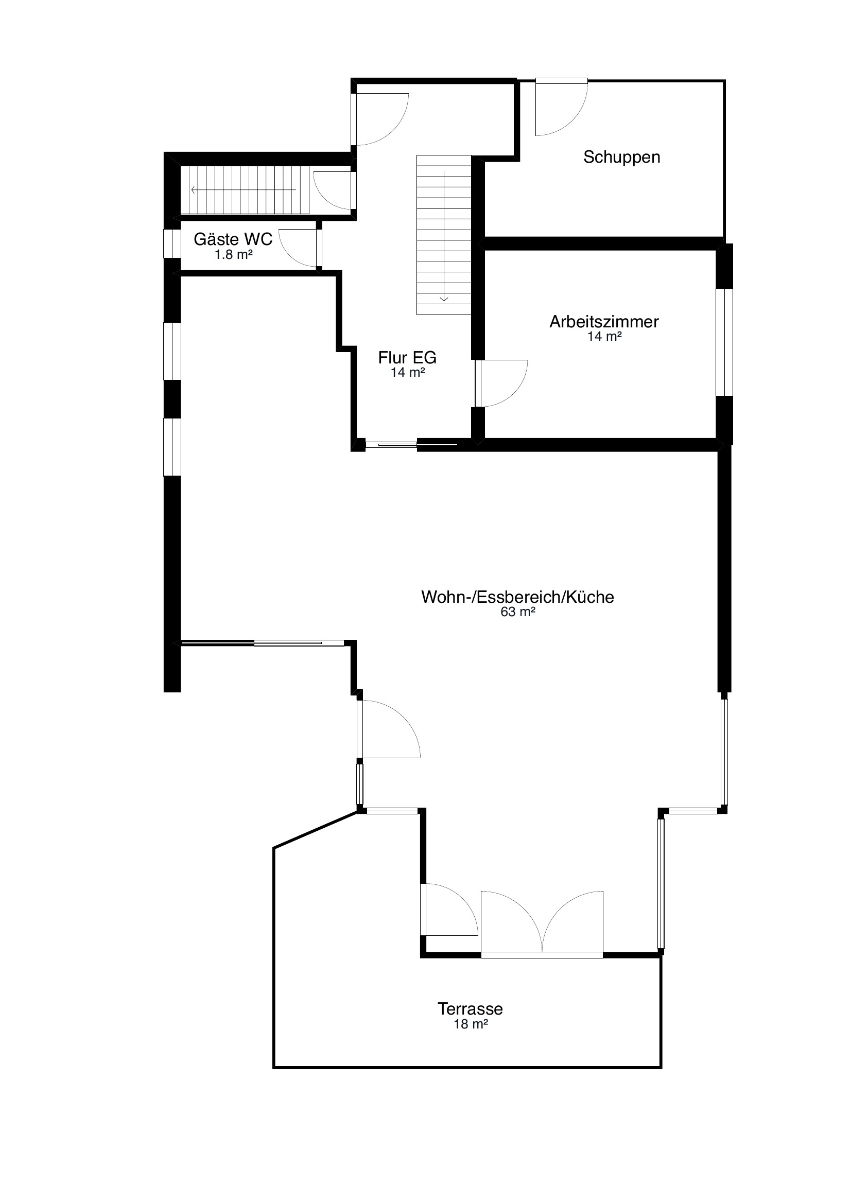 Grundriss Erdgeschoss – Einfamilienhaus Am Südhang 9, Marxzell-Burbach