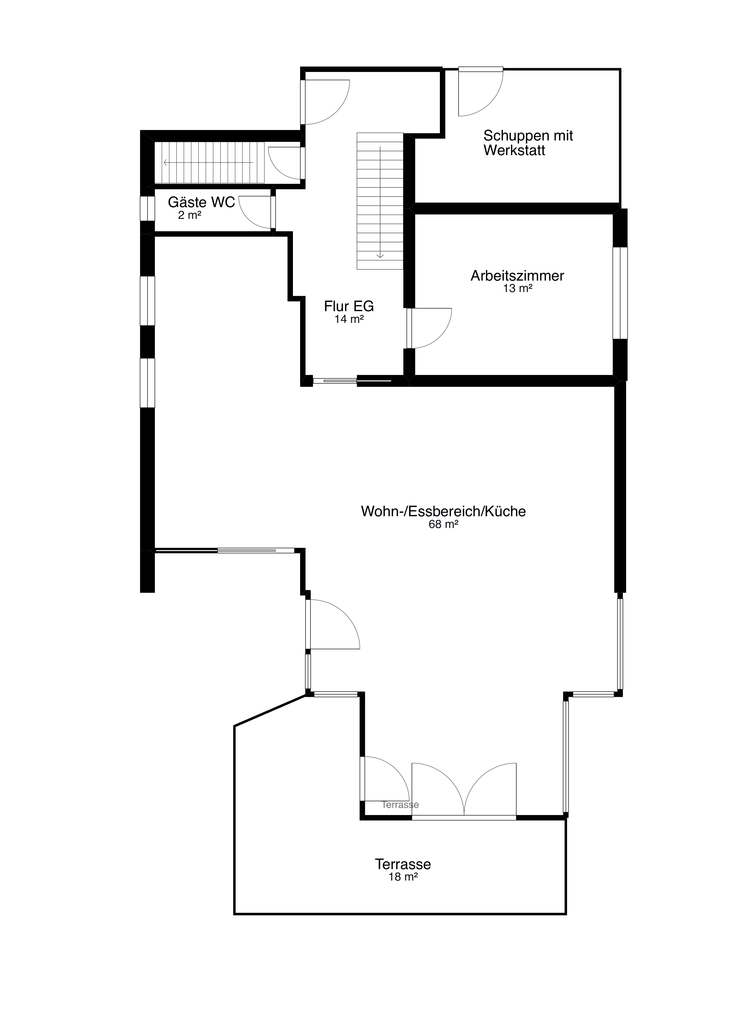 Grundriss Erdgeschoss – Einfamilienhaus Am Südhang 9, Marxzell-Burbach
