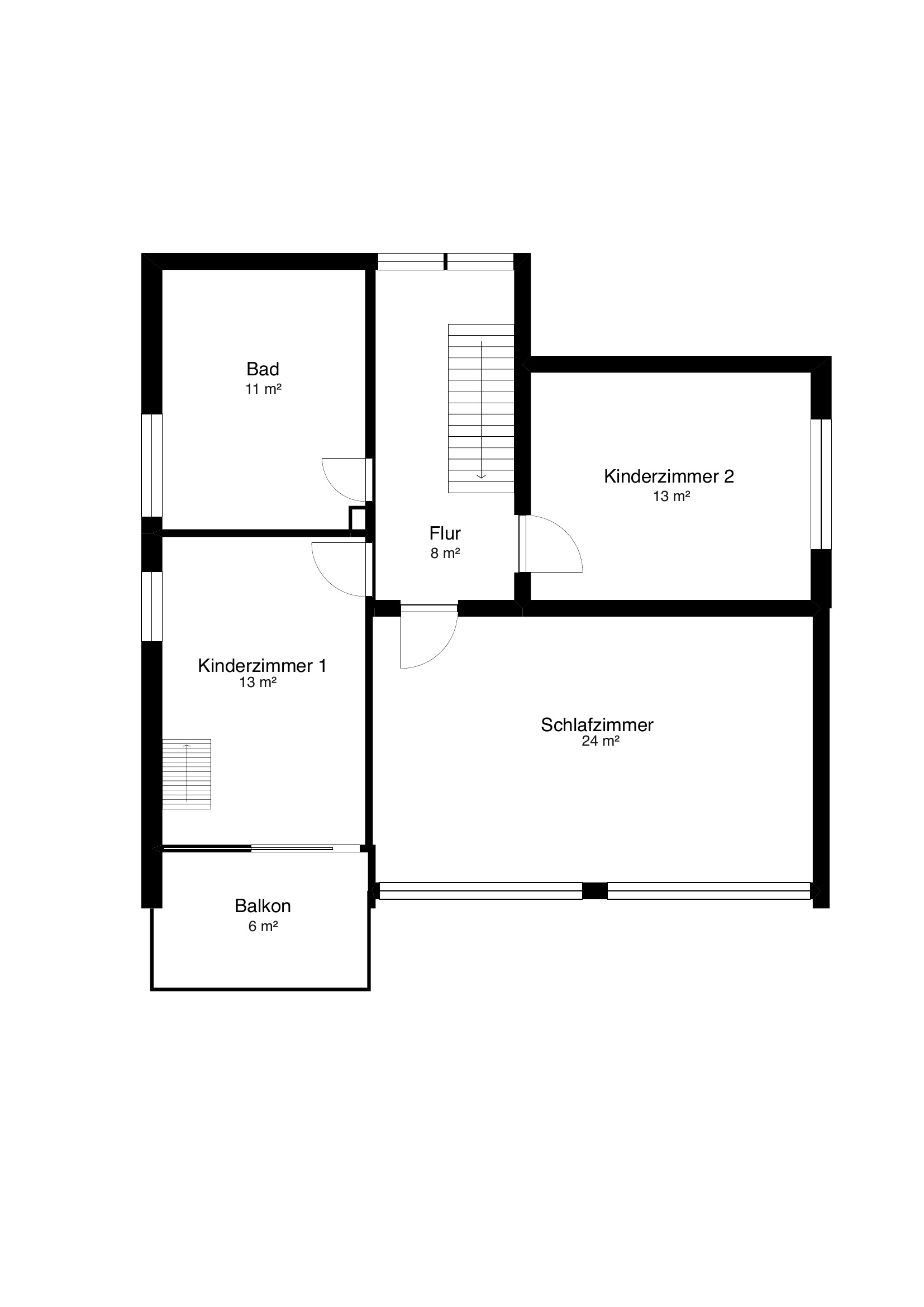 Grundriss Obergeschoss – Einfamilienhaus Am Südhang 9, Marxzell-Burbach
